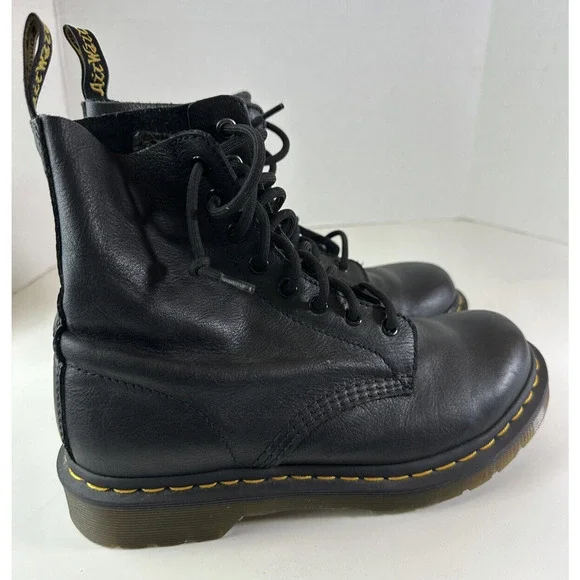 Doc Dr. Martens 1460 Virginia Soft Leather Boots Black Lace Up Women's Size 8 - Picture 12 of 14